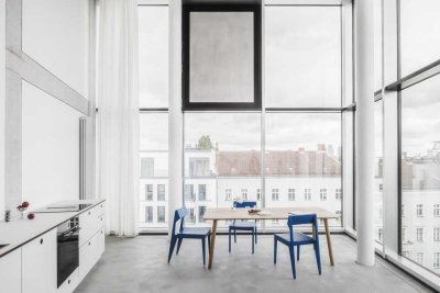 Penthouse-Maisonette mit 5 m hohen Decken, Galerie und Dachterrasse von Sam Chermayeff - Erstbezug!