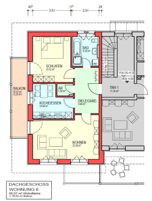 befristet 2 Jahre, Otterfing, 2-Zi, 71m2, DG, EBK, Westbalkon, Nähe S-Bahn