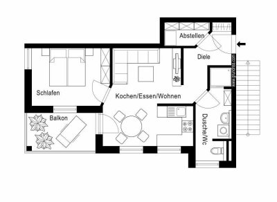 1,5 Zimmer Wohnung im OG mit Aufzug und Balkon zum Erstbezug in Denklingen
