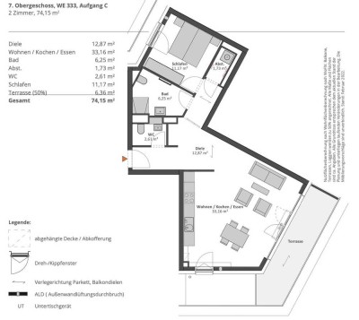 Moderne 2-Zimmer-Wohnung im obersten Geschoss mit Weitblick & Komfort / Erstbezug