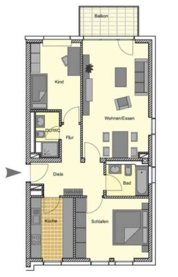 Exklusive 3-Zimmer-Wohnung mit Balkon und EBK in Stadecken-Elsheim