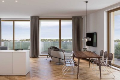 Elegantes 3-Zimmer-Wasserfront-Apartment mit 2 Terrassen und Garten zum See