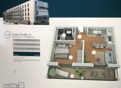 1100 € - 41.29 m² - 2.0 Zi Morderne Neubau in Sachsenhausen-Süd