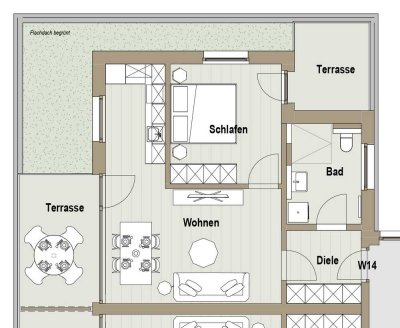 RESERVIERT - Tolle 2-Zimmer Wohnung mit Dachterrasse