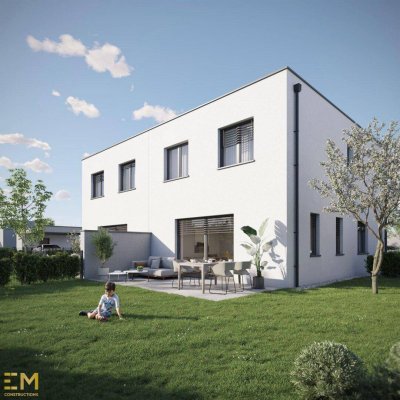 Belagsfertige Doppelhaushälfte inkl. Carport und Parkplatz in Pichling: 5 Zimmer, Terrasse, Eigengarten.