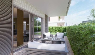 Erstbezug - Wohnung Richtung Park mit Terrasse, Garten & 2 Bädern