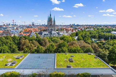 Wohnen an der Theresienwiese:
Möbliertes Apartment mit Balkon, Garagenstellplatz und Panoramablick
