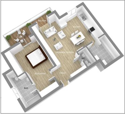 2-Zimmer Wohnung mit Balkon in Bonn-Bad Godesberg