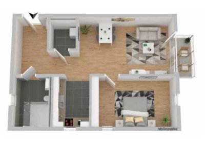Erstbezug, 2 Zimmer, Küche, Bad/WC, HR, Balkon