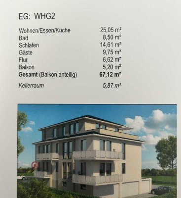 Neuwertige 3-Raum-Wohnung mit Balkon und Einbauküche in Grünstadt