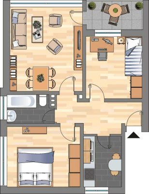 Bereits modernisierte 3-ZKB-Balkonwohnung im Wiesenhof zu vermieten!