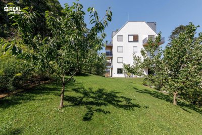 Exklusive Gartenwohnung mit Panoramablick, Wellnessbereich, Pool und Tiefgargenplatz