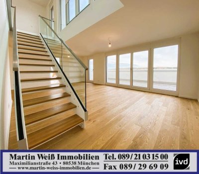 Neubau / Erstbezug: Spektakuläre 4-Zimmer-Galerie-Wohnung mit zwei Dachterrassen in Geretsried