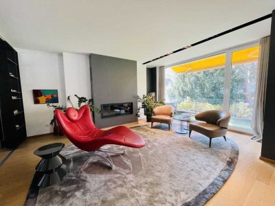 Designer Maisonette-Wohnung nähe Zoopark mit Blick ins Grüne, Fussbodenheizung, Kamin, Terrasse