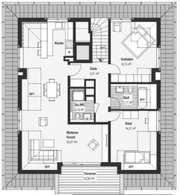 Ideal geschnittene 3 Zimmer DG Wohnung