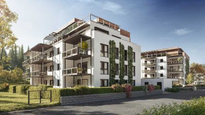 Moderner Neubau mit Garten;  Bergblick