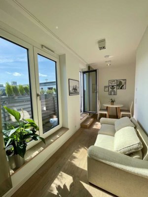Für 6-12 Monate: Stilvolle 1-Raum-Penthouse-Wohnung mit lux. Innenausstattung in Berlin Mitte