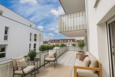 Mitten in der Stadt: 3-Zimmer-Neubauwohnung mit umlaufenden Balkon und Stellplatz!