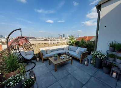 Außergewöhnliche Architektur im Neubau mit hohen Decken! Osterrasse + Westterrasse! Provisionsfrei