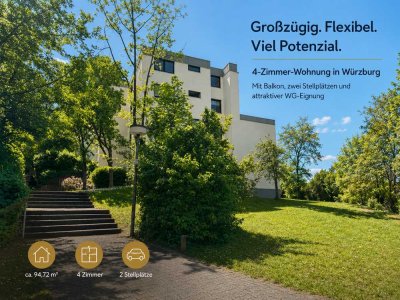 Großzügige 4-Zimmer-Wohnung mit Balkon, zwei Stellplätzen und attraktiver WG-Eignung