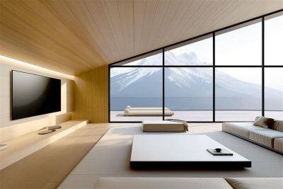 Penthouse über gesamte 2. Etage mit Lift-Direktzugang. 158 m² Dachterrassen als privater Rückzugsort mit Panoramablick auf den Untersberg.