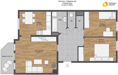 3 Zimmerwohnung mit Balkon und KFZ-Stellplatz