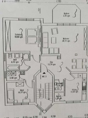 Gepflegte 3-Raum-Wohnung mit Balkon und Einbauküche in Sankt Sebastian