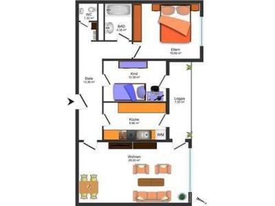 3 ZKB in Oftersheim, Balkon, Lift und Stellplatz in TG