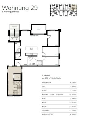 WE29: 3 Zimmer mit EBK und Balkon