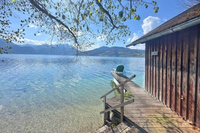 Lebensgefühl Attersee!Wohnhaus mit eigenem Badeplatz, Steg und Bootshaus