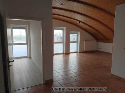 Helle gemütliche 2,5 Zimmer Dachwohnung, Decke in Holz (Tonnendach)  und mit Blick in´s Grüne