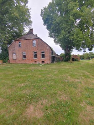 Gulfhaus in malerischer Stille mit altem Baumbestand in Holtland