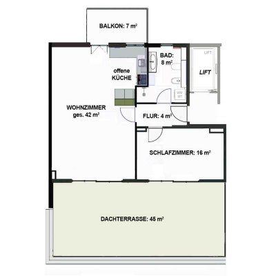 Wunderschöne Penthouse-Wohnung mit riesiger West-Dachterrasse und Ost-Balkon