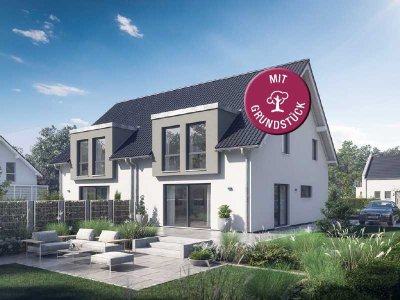 Moderne Doppelhaushälfte - individuell & energieeffizient bauen (inkl. Grundstück)