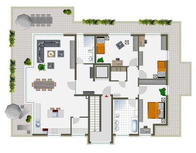 **TOP ** Exklusive Helle 4,5-Zimmer-Penthouse-Wohnung mit Einbauküche, 3 Dachterrassen und Garage