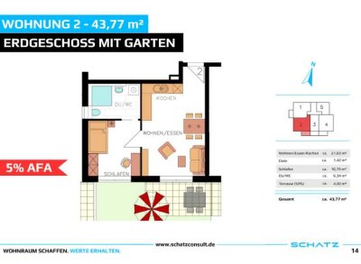 �EINMALIGE CHANCE **5%AfA**  2-Zimmer-Neubauwohnung mit Garten☀️l 2
