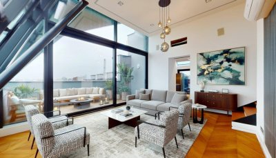 ++ Ein Statement über den Dächern Wiens ++ Penthouse mit 80 m² Terrasse &amp; Panorama-Sauna direkt beim Karmelitermarkt