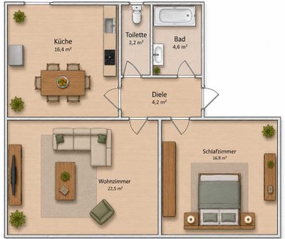 Kernsanierte 2-Zimmer-Wohnung in Krefeld – Erstbezug ab 01.06., auch WG-geeignet