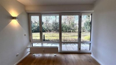 moderne ruhige helle 2 Zimmer Garten Wohnung 60m² Parkett Einbauküche Gäste WC