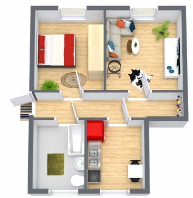2-Raum-Wohnung mit Einbauküche in Traumlage