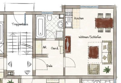 Geschmackvolle 1-Zimmer-Wohnung in Limburg-Staffel