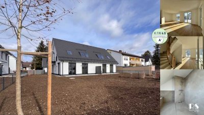 NEUBAU-Doppelhaushälfte mit wohnlich ausgebauten Souterrain und großem Garten