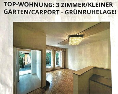Unbefristete 3 Zimmer Wohnung mit Garten + Carport
