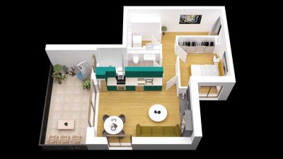 Penthouse: Lichtdurchflutete 2-Zimmer Penthouse Wohnung mit großer Terrasse