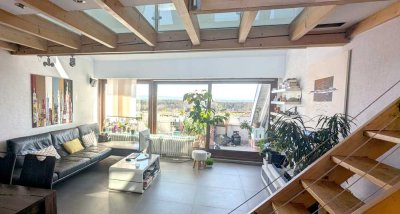 Moderne, lichtdurchflutete Maisonette-Wohnung mit viel Raum und spektakulärem Panorama-Ausblick