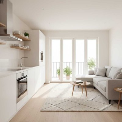 Möblierte 2-Zimmer-Neubauwohnung mit Balkon – Erstbezug im 1. Obergeschoss