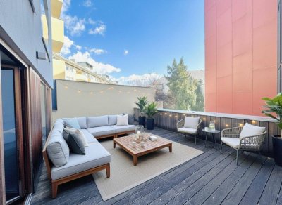 Innsbruck – Top-Lage am Marktplatz: ca. 55,28 m² Wohnung mit ca. 34,59 m² XXL-Terrasse &amp; überdurchschnittlich großen Tiefgaragenplatz (im Preis inkludiert)