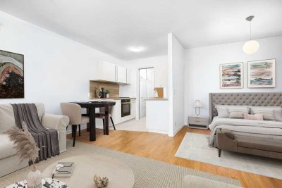 Moderne 1-Zimmer-Wohnung (optional 2-Zimmer) mit EBK, Terrasse & Garten