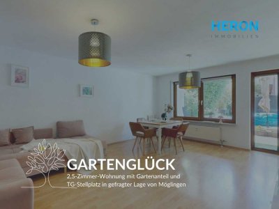 GARTENGLÜCK - 2,5-Zimmer-Wohnung mit Gartenanteil und TG-Stellplatz in gefragter Lage von Möglingen