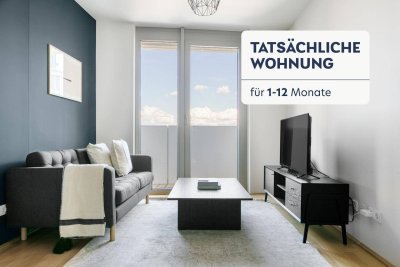 Traumblick über Wien, Belview Tower mit Gym, Wellness &amp; Lounge, 2 Zimmer + Balkon, 13. Stock, U-Bahn (VIE47)